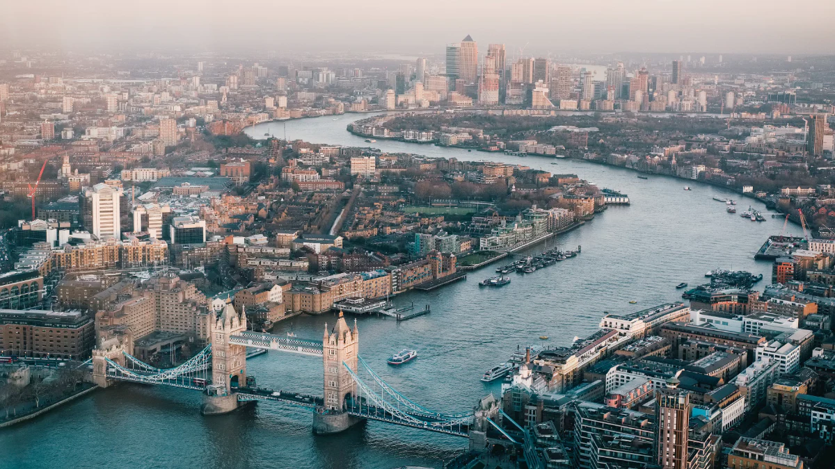 aerial view of London
