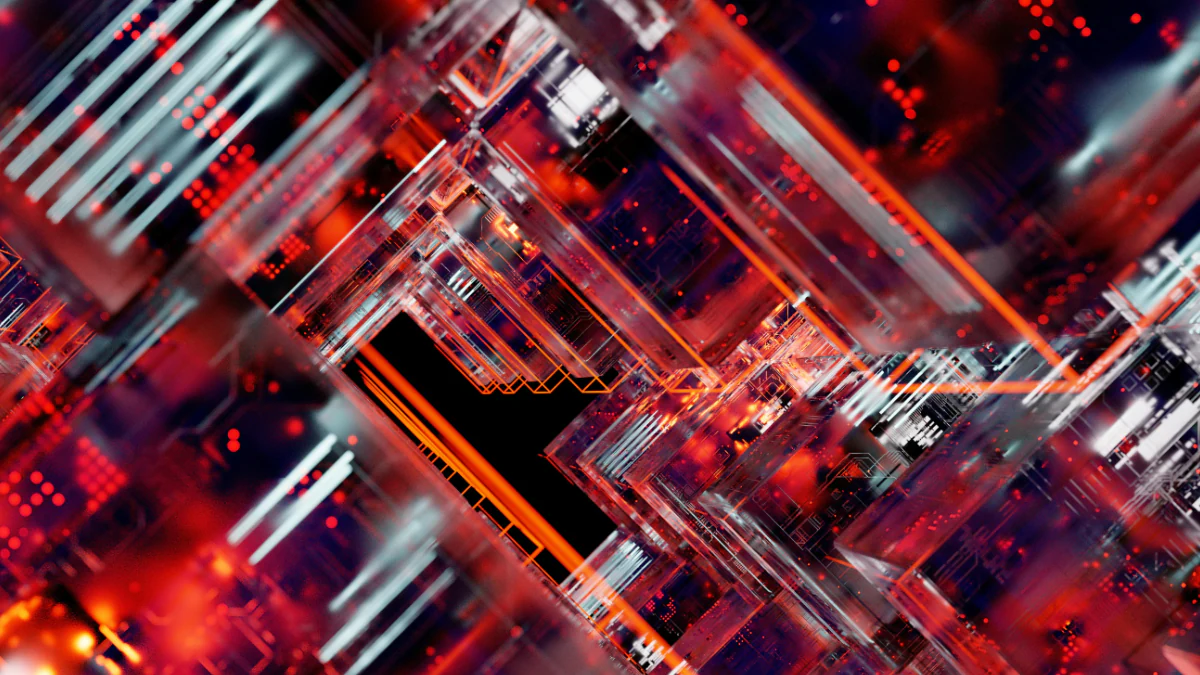 Abstract Digital Circuit with Futuristic Lighting